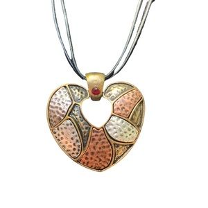 Hammered Broken Heart Pendant Necklace